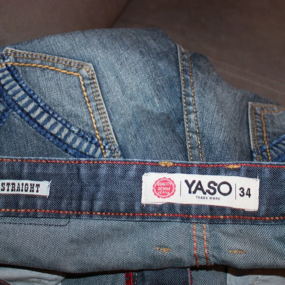 Vintage Yaso Jeans Size 34x33 Y2K Distressed Denim Men’s Grunge Streetwear Pants